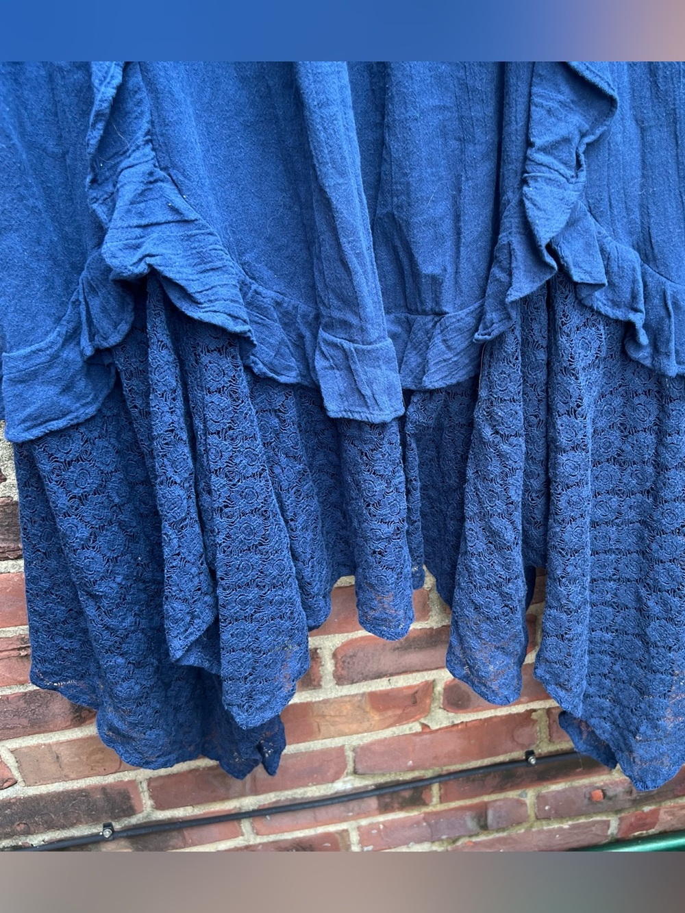 Free People Free-ist Bring the Romance Maxi Dress Sz M Navy Boho Lace Romantic - Picture 9 of 16